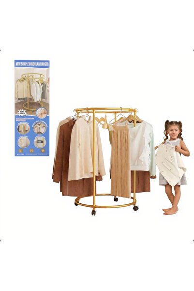 AMRIS Round Metal Clothes Rack, 360° Rotation, 130×75 cm, 50 kg Load Capacity...