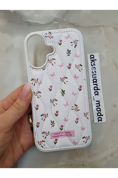 ZB Aksesuarda Moda iPhone 17 Compatible Quilted Floral Patterned Special Boxe...