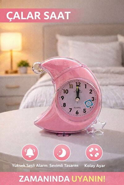 madewithlove Masal Ay Tasarımlı Dekoratif Quartz Masa Saati