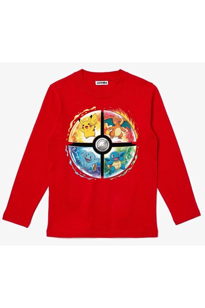 Efendioğlu Design Long-Sleeved T-Shirt with 4-Character Poketop Print
