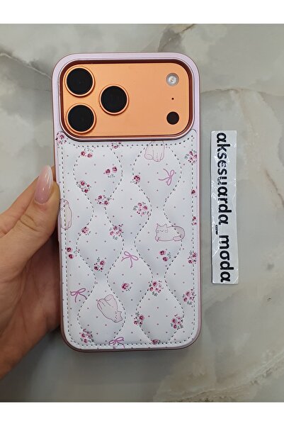 ZB Aksesuarda Moda حافظة مبطنة متوافقة مع iPhone 17 Pro بنمط زهور مطرزة مع صن...