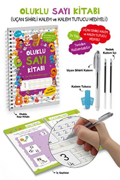 Generic Brand Oluklu Sayı Kitabı / Uçan Sihirli Kalem ve Kalem Tutucu Hediyel...