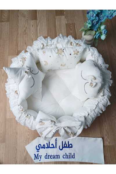 My dream child Round baby crib, soft fabric nest with 3 luxury pillows