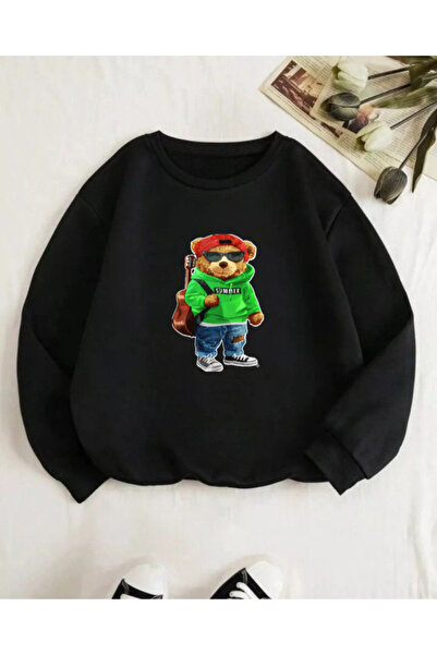 SERAH BUTİK Παιδικό φούτερ με στάμπα αρκουδάκι με 3 κλωστές