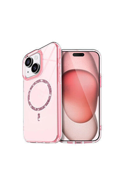 xirshop غطاء آيفون 15 بلس لايف دايموند ماج سيف - وردي