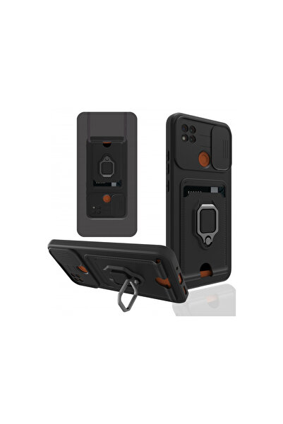 cepmoda Redmi 9C Ring Case - with Neck Strap - Card Holder - Multi-Purpose Co...