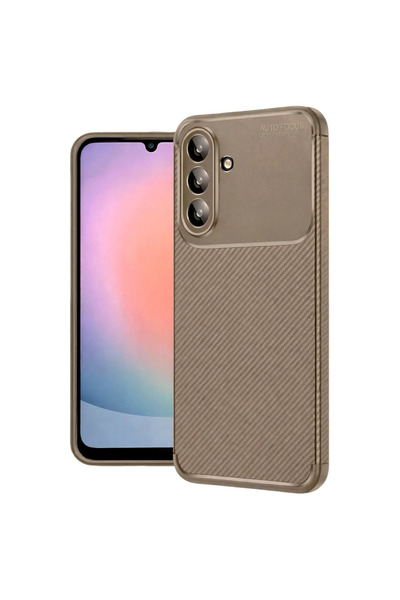 xirshop غطاء كربوني بتركيز تلقائي لهاتف سامسونج جالاكسي A37 5G - بني