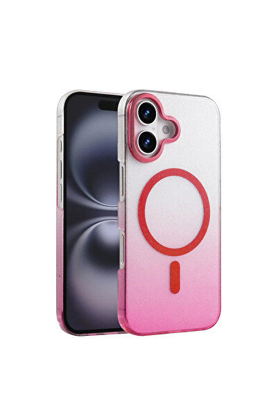 xirshop غطاء آيفون 16 اللامع بتقنية ماج سيف - وردي