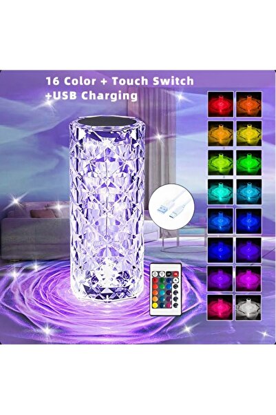 AMRIS Lampa Cristal RGB, Incarcare USB si Telecomada Led, 16 culori de lumina