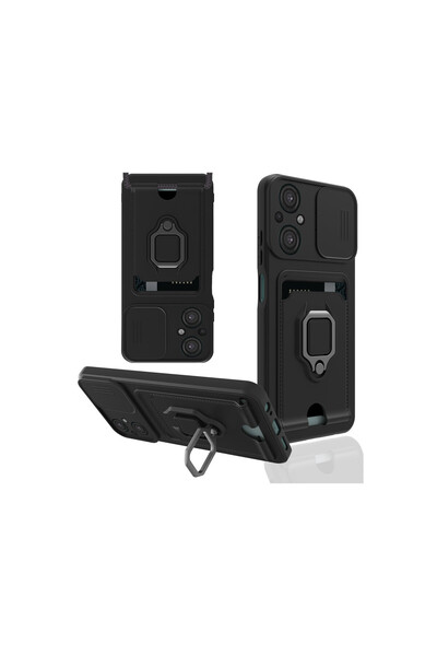 cepmoda Poco M5 Ring Case - with Neck Strap - Card Holder - Multi-Purpose Cov...