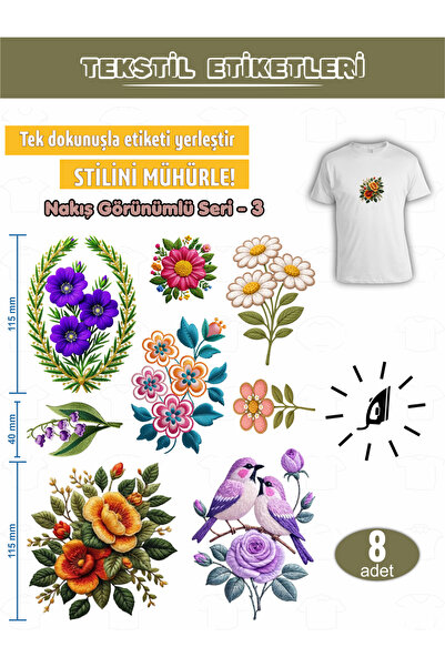 AGG Reklam Iron-On Clothing Labels with Embroidery Look Series-3 Set of 8