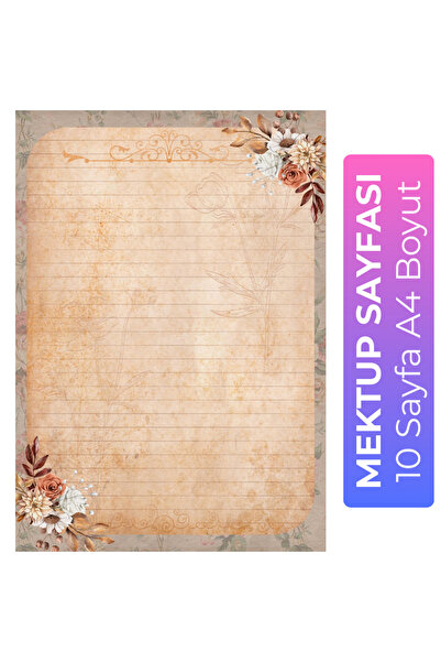 Organik Yolda His Çiçekleri Mektup Kağıdı (10 Adet A4 Boyut)