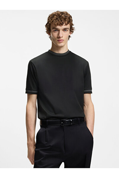 BOSS Men's 100% Cotton Regular Fit Short Sleeve Black T-Shirt 50554536-001