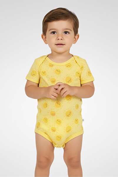 Exer Saucer Toddlers Boy 3 Pcs Short Sleeve Allover Print Bodysuits, Multicolor