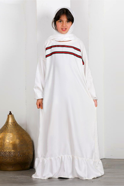 AsrymShop عباية او اسدال بناتي قطن فسكوز خفيف ابيض
