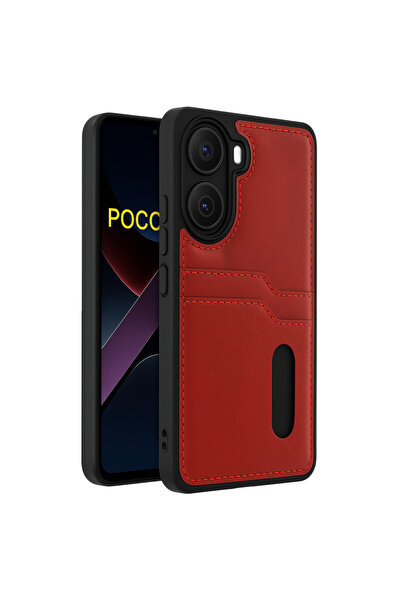halkhouse Poco X7 ProKılıf Kamera Korumalı Deri Kartlıklı Cüzdan Sara Kapak