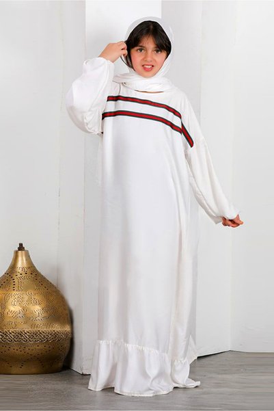 AsrymShop عباية او اسدال بناتي قطن فسكوز خفيف ابيض