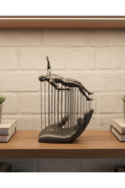 CT STONES Figurină decorativă 3D în formă de om, gri, cu design abstract