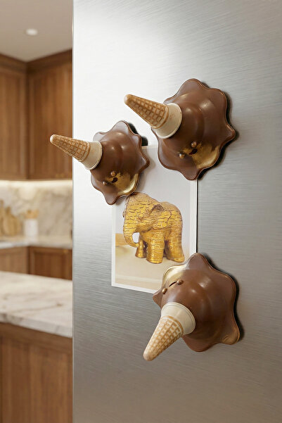 ZAP AKSESUAR Eriyen Dondurma Figürlü 3'lü Set Magnet El Yapımı Dekoratif Buzd...