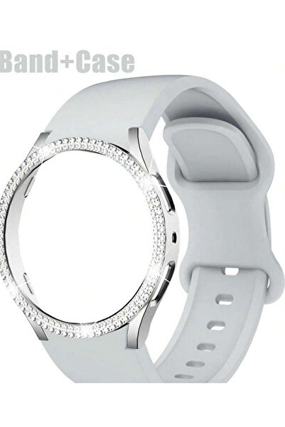 SAAFİ Set Carcasă + Curea Samsung Galaxy Watch 6 40mm – Alb Elegant cu Pietri...