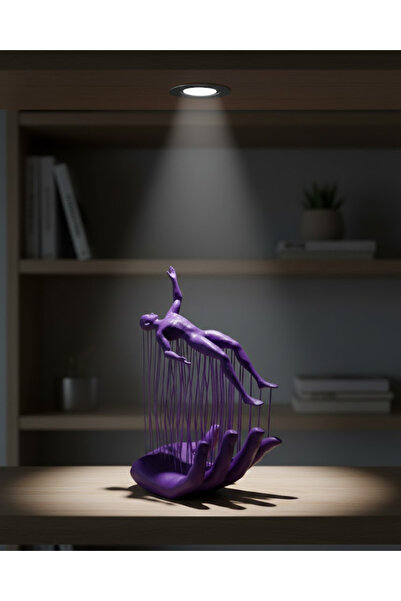 CT STONES 3D Human Figure on Hand Purple Abstract Design Decorative Figurine