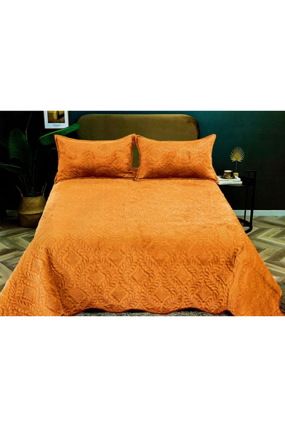 FIONNA.RO 3 Piece Velvet Duvet Cover Set - Mustard