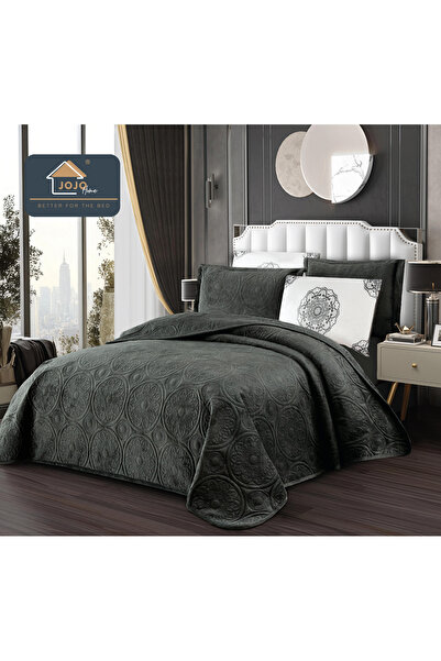 FIONNA.RO 5-Piece Printed Velvet Duvet Cover Set - Anthracite Grey