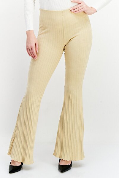 Don't Call Me Jennyfer Women Regular Fit Textured Wide Leg Pant, Beige