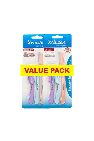 XCLUZİVE Face & Body Hair Razor 3 Pcs X2 Value Pack