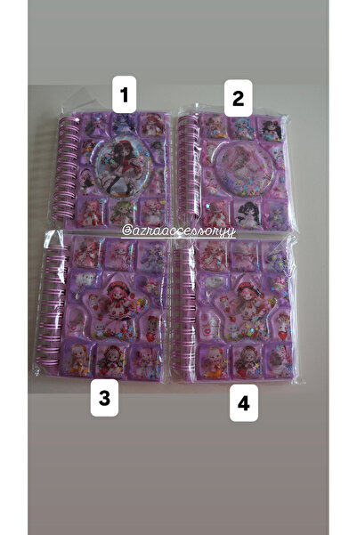 azraaccesoryy Karakterli 3D Sulu Kapak Stikerlı Not Defteri (1 Adet)