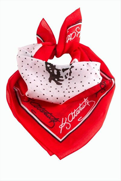 ZERO LAND LVSQVR باندانا منقوشة بتوقيع أتاتورك 50*50 (75646) - أحمر