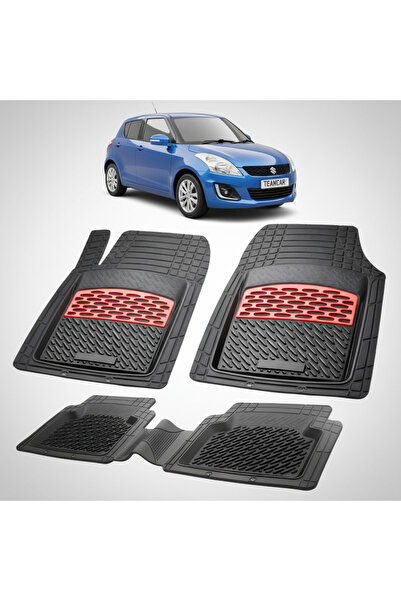 TEAMCAR Covorașe auto compatibile cu Suzuki Swift 4 Hatchback 2010-2017 | Roșu