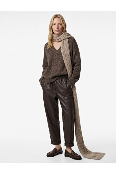 Koton Pantaloni din imitație de piele cu buzunare laterale și talie elastică