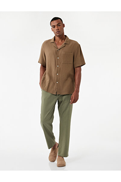 Koton Pantaloni din amestec de bumbac și in, cu șireturi în talie