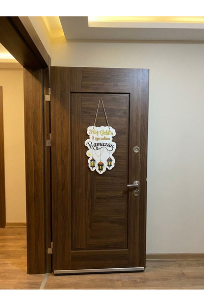 Wooden Factory Welcome Ramadan Written Decorative Wooden Door Ornament, Ramad...
