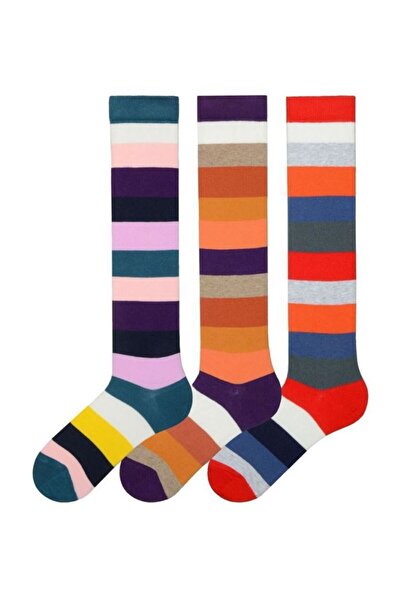 Bross Дамски чорапи с дължина до коляното, с мотиви, 3 чифта