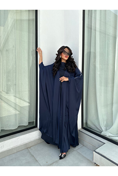 outline Eid Silk, navy blue silk with crystals, and a luxurious veil