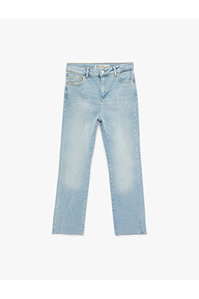 Koton Regular Waist Slim Fit Buttoned Cotton Spanish Flare Denim Trousers - F...