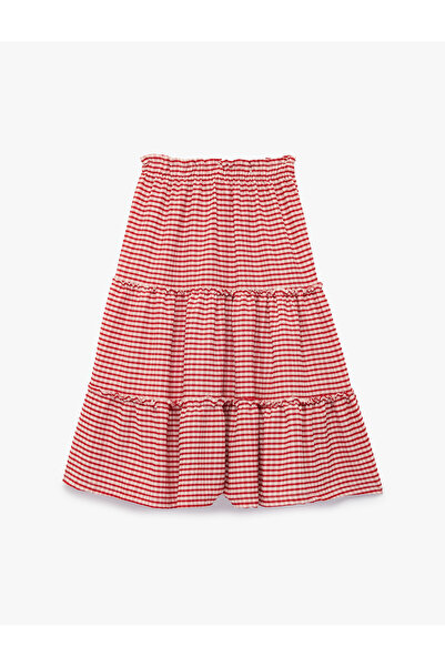 Koton Fusta midi din țesătură Bürümcük, cu talie elastică și pliuri, cu model...