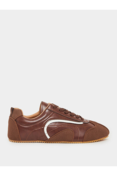 Styli Brown Retro Lace Up Sneakers