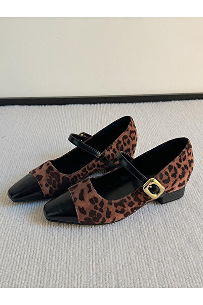 Take Two By Styli Leopard Print Color Metal Buckle Mary Jane Shoes