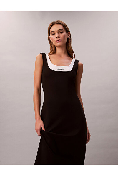 Calvin Klein Sleeveless Interlock Midi Women's Black Dress Lv047E220G-Ub1