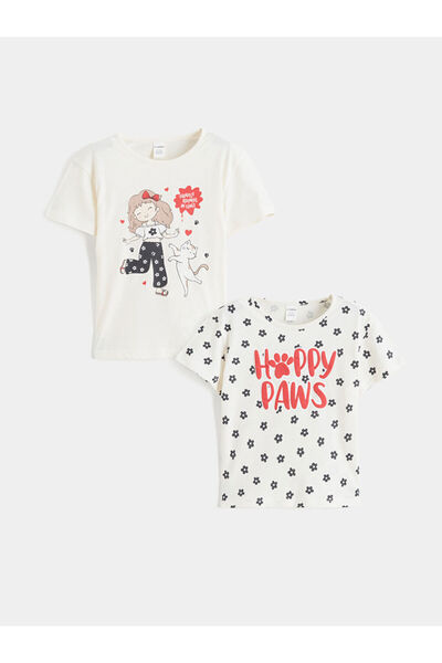 LC Waikiki New Season Lcw Kids White Printed Boys' T-Shirt Set
