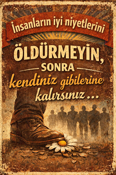 Hayal Poster İnsanların İyi Niyetlerini Retro Ahşap Poster 20x34