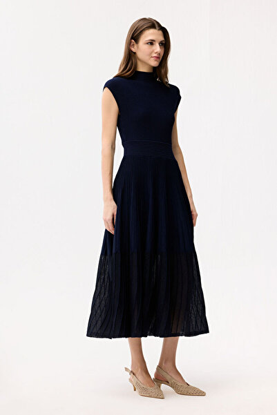 adL Fitil Detaylı Boğazlı Triko Elbise