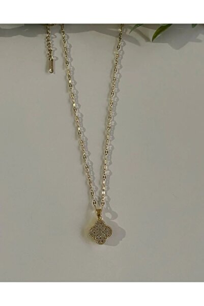 T-HAZEL Steel Zircon Stone Gold Necklace Aly