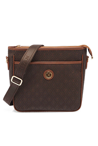 Tergan Kahverengi Print Kadın Çapraz Askılı Çanta - S26Y1PR09128-R1P