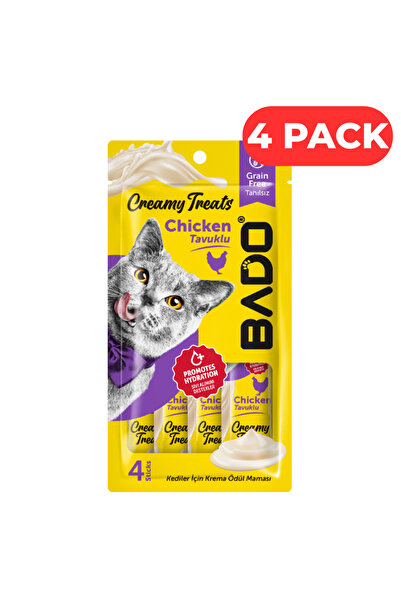 BAD0 Set 4 x Recompense cremoase pentru pisici cu pui, 4x15 g, gust delicat