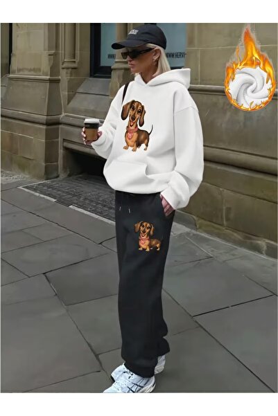 ZEMLİYA Women's Printed Sweatshirt - Sweatpants 2-Piece Set Oversized Fit 3 Y...