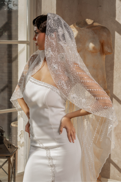 Simay Aksesuar Kristalli İşlemeli Gelinlik Duvağı Ve Nikah Duvağı 230 Cm